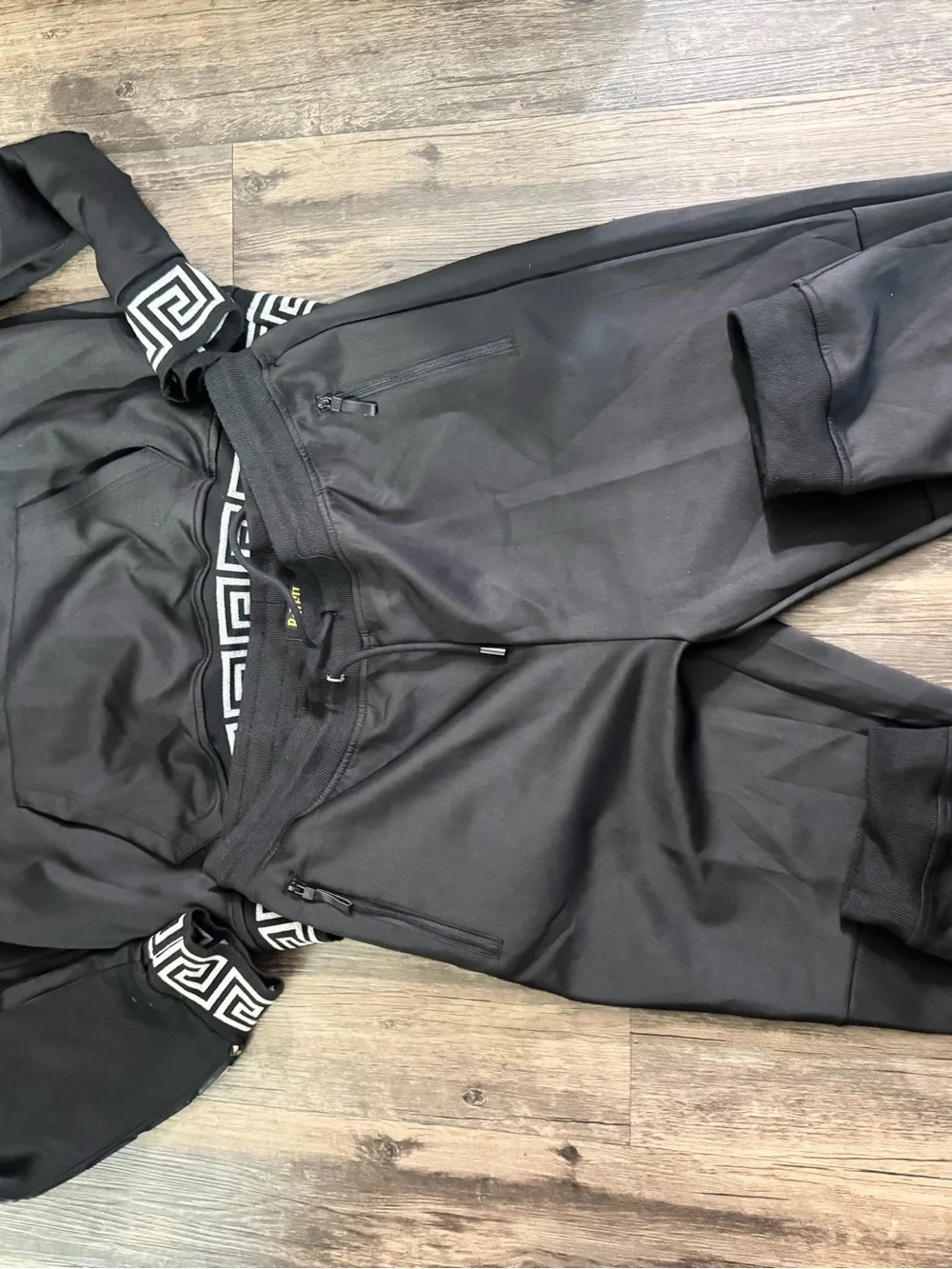 Ryu Men’s Black Joggers with Geometric Silver Trim